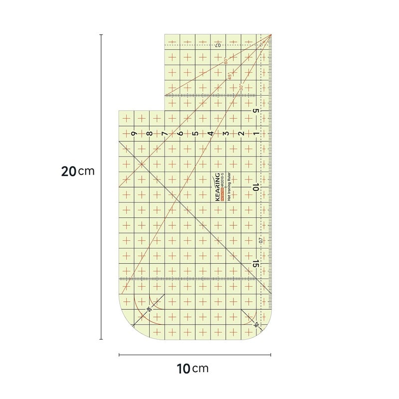 KEARING Metric Hot Hem Ruler for Sewing, Patented Heat Resistant Non-Slip Hot Ironing Ruler for Measure, Mark, Fold, Press with Dry or Steam Iron, 20 x 10CM - Image 2